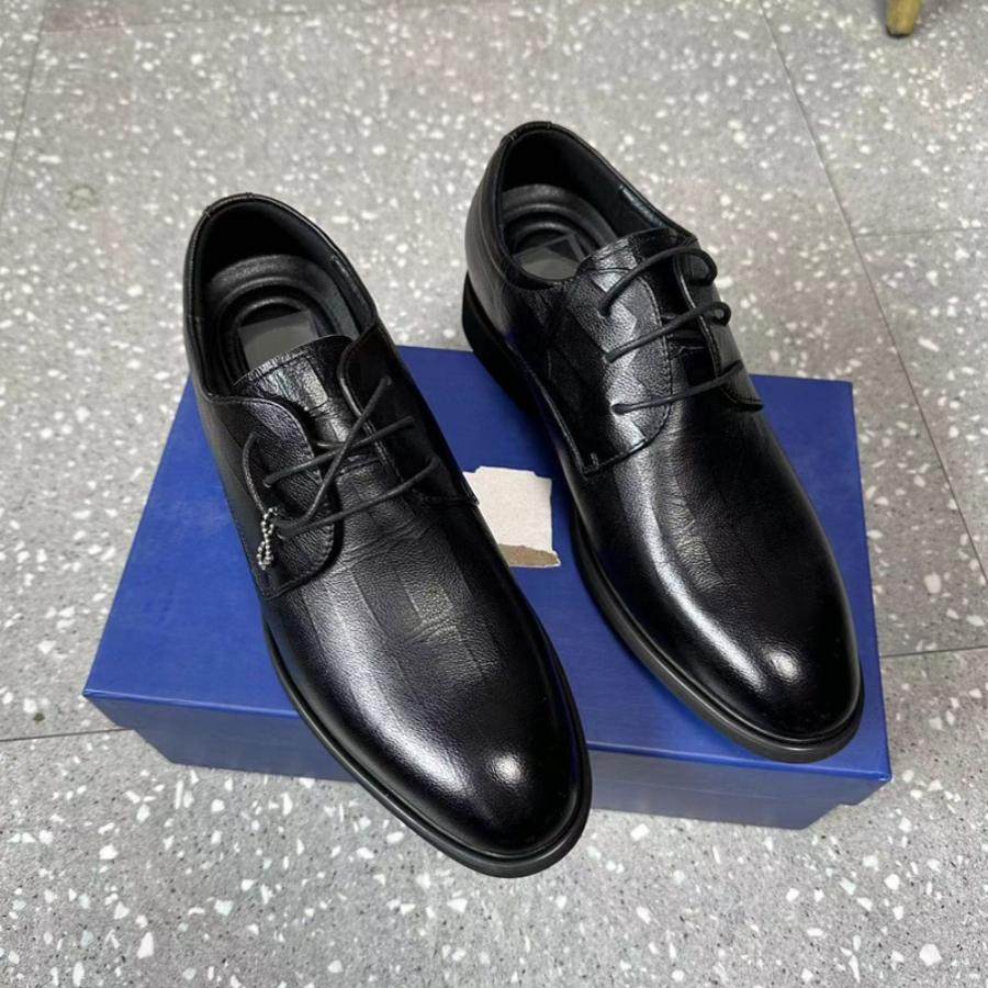 系带结婚商务隐形内增高真皮皮鞋