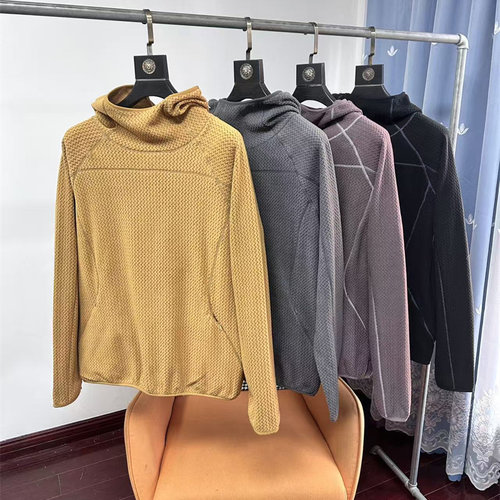 浪纹抓绒哈苏连帽卫衣宽松帽衫男