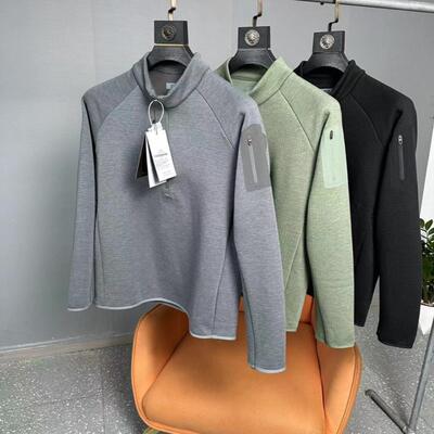 半拉链立领保暖抓绒长袖卫衣男