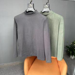 出口韩单~双面德绒舒适亲肤秋冬男士半高领休闲百搭长袖T恤打底衫