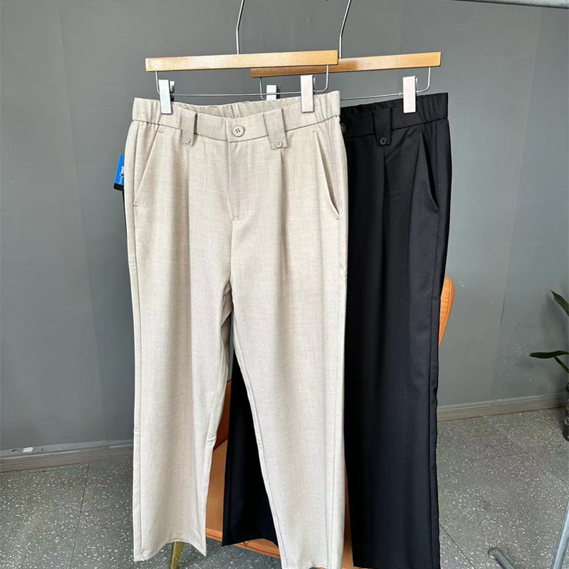 高端西裤！轻薄透气 仿亚麻 春夏男士时尚纯色宽松舒适直筒休闲裤