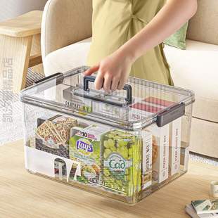 透明箱整理玩具家用手提加厚%桌面储物零食书本收纳盒收纳箱塑料