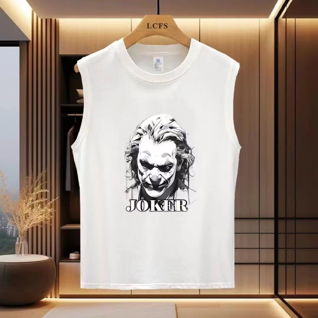 重磅230克纯棉背心男士夏季小丑字母印花坎肩汗衫运动健身无袖T恤,男装,T恤,淘宝优惠券,粉丝福利购,淘宝优惠卷