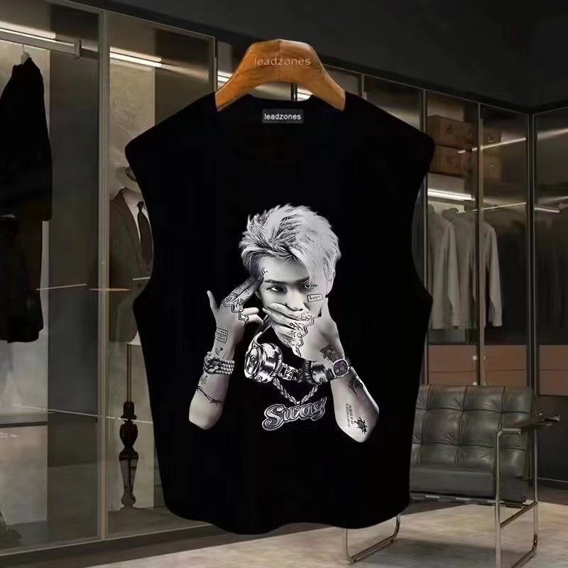 重磅230克纯棉背心男士夏季潮男歌手字母印花坎肩运动健身无袖T恤,男装,T恤,淘宝优惠券,粉丝福利购,淘宝优惠卷