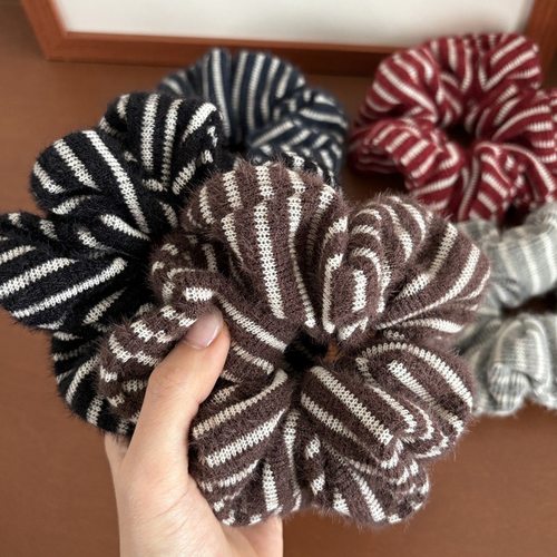 韩系针织条纹大肠秋冬发圈