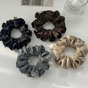 Raffia韩式中号西装料条纹小肠发圈百搭发饰低马尾丸子头扎发绳女