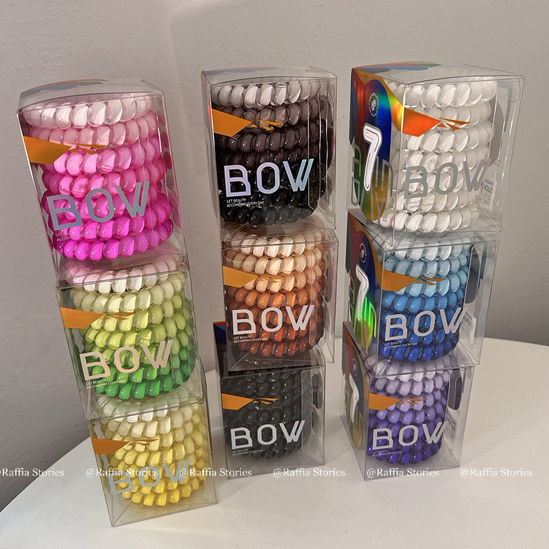 Raffia大号高品质电话线圈耐用厚实渐变色多巴胺头绳七件套盒装