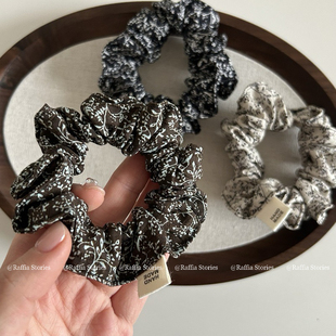 Raffia文艺复古小肠发圈小号碎花低马尾气质森系扎发绳布艺头绳