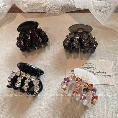 Raffia韩国适合半扎发抓小巧南瓜夹精致水钻小抓夹马尾夹发夹女