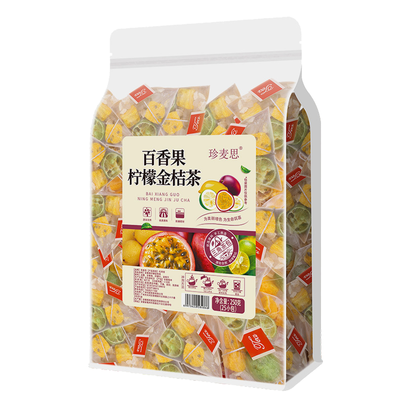 金桔柠檬百香果茶包纯水果茶冷冲泡饮品冻干花果花茶泡水喝的东西