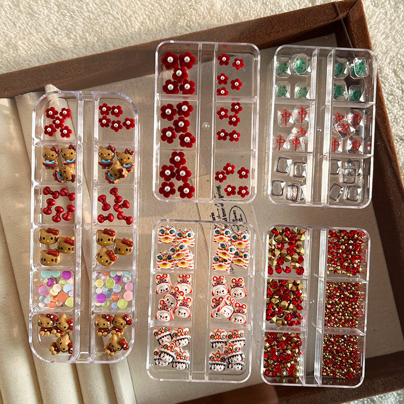 红色植绒小花可爱卡通新款kitty猫红色蝴蝶结醒狮美甲穿戴diy配饰,彩妆/香水/美妆工具,美甲工具,淘宝优惠券,粉丝福利购,淘宝优惠卷