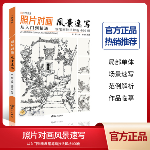 照片对画风景速写钢笔画技法解析400例2022一线美誉成辉孙贵兵从入门到精通单体小场景范画对照临摹解析训练教程范本美术绘册书籍