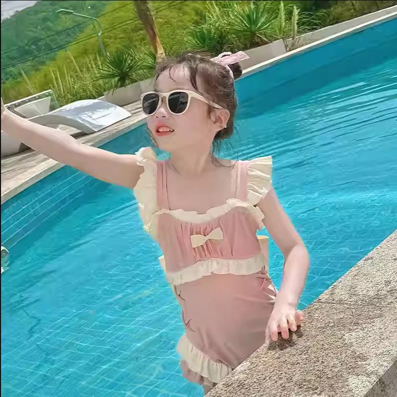 新款女童吊带泳装韩版儿童游泳套装女宝宝温泉衣服连体泳衣
