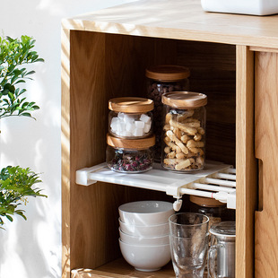 伸缩分层置物架衣柜子收纳厨房橱柜浴室免钉隔板层架储物款省空间