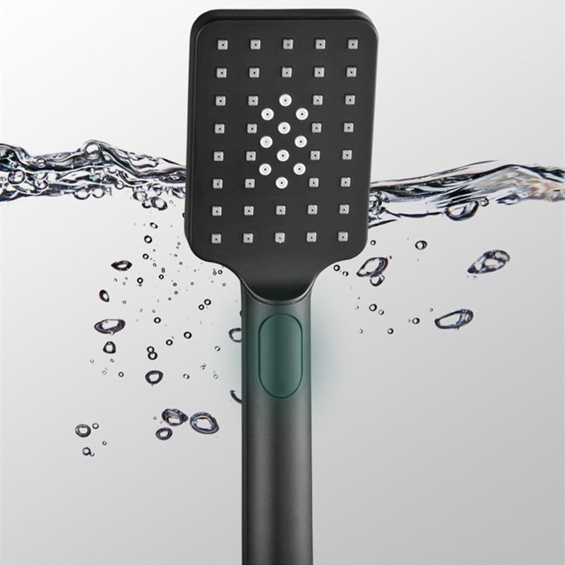 手持方形花洒家用一键三控调节三功能出水热冷洗澡水淋浴按钮喷头