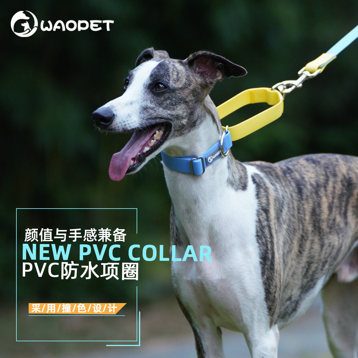 WAOPETPVC塑胶防水狗狗牽繩牵引项圈宠物用品牵引绳大狗狗防缠绕