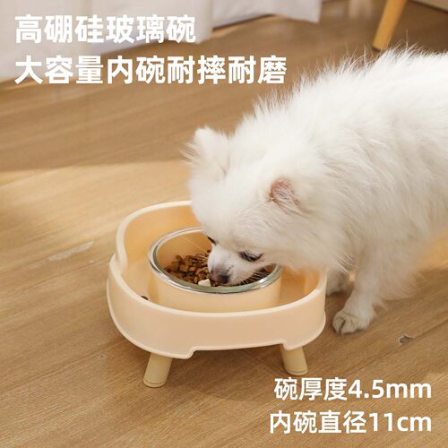 猫咪高脚碗沙发玻璃护颈防漏碗中小型犬狗狗食盆狗碗宠物用品