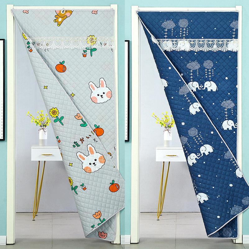 秋冬季魔术贴棉门帘加棉加厚防风保暖防寒免打孔双面门帘新款家用