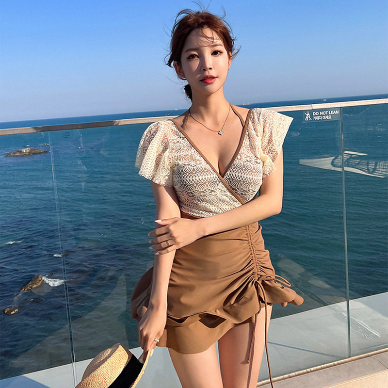 新款优雅显瘦裙式连体泳衣女