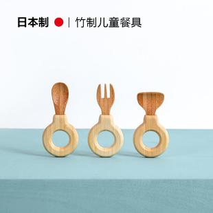 日本进口藤和自然儿童餐勺子训练学吃饭叉子宝宝辅食喂养便捷餐具