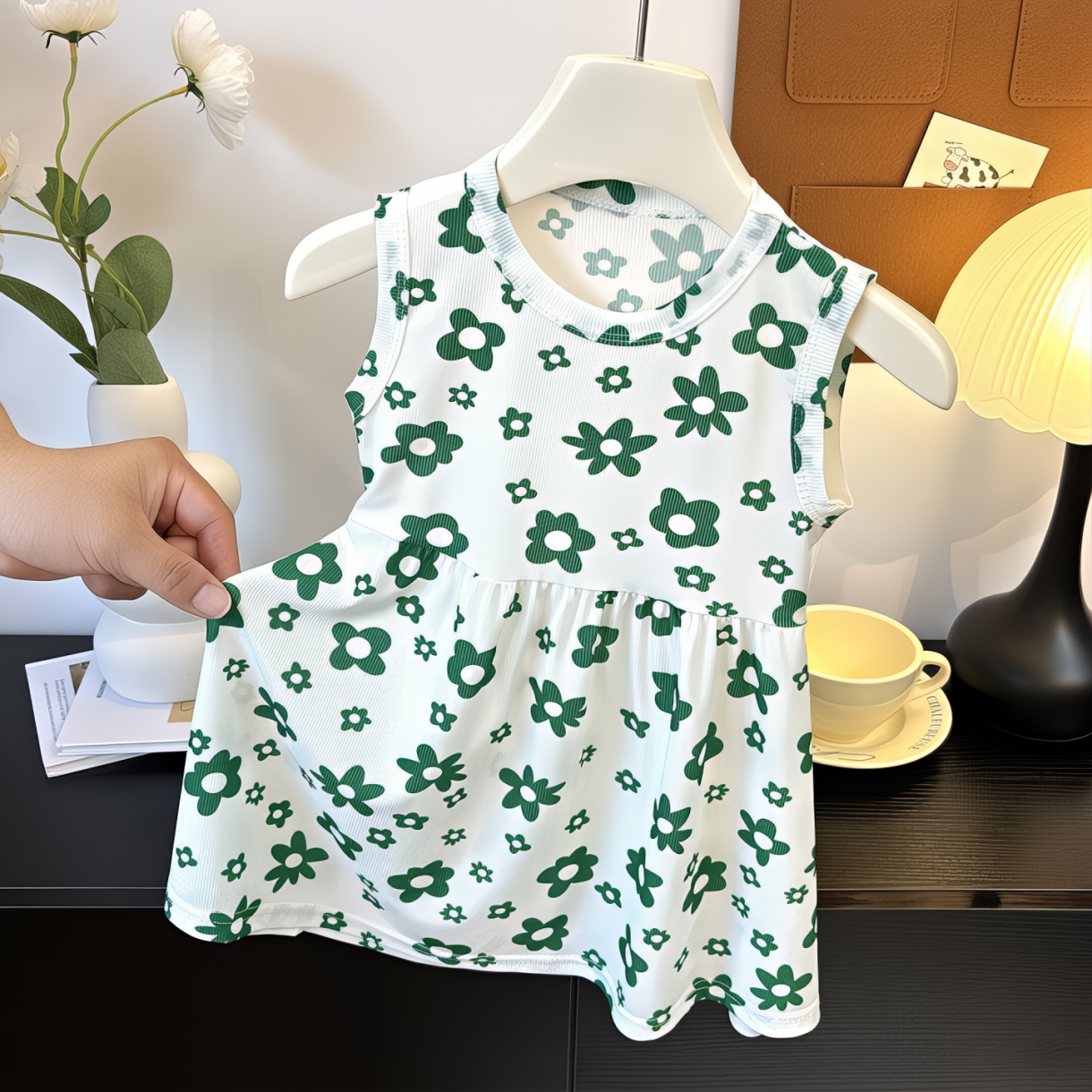 花宝宝无袖背心裙连衣裙2025夏季新款儿女童冰丝薄款碎童韩版满印