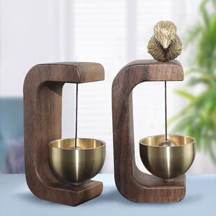 日式简约多巴胺黄铜铃铛门铃配件家居入户木头门吸门风铃冰箱