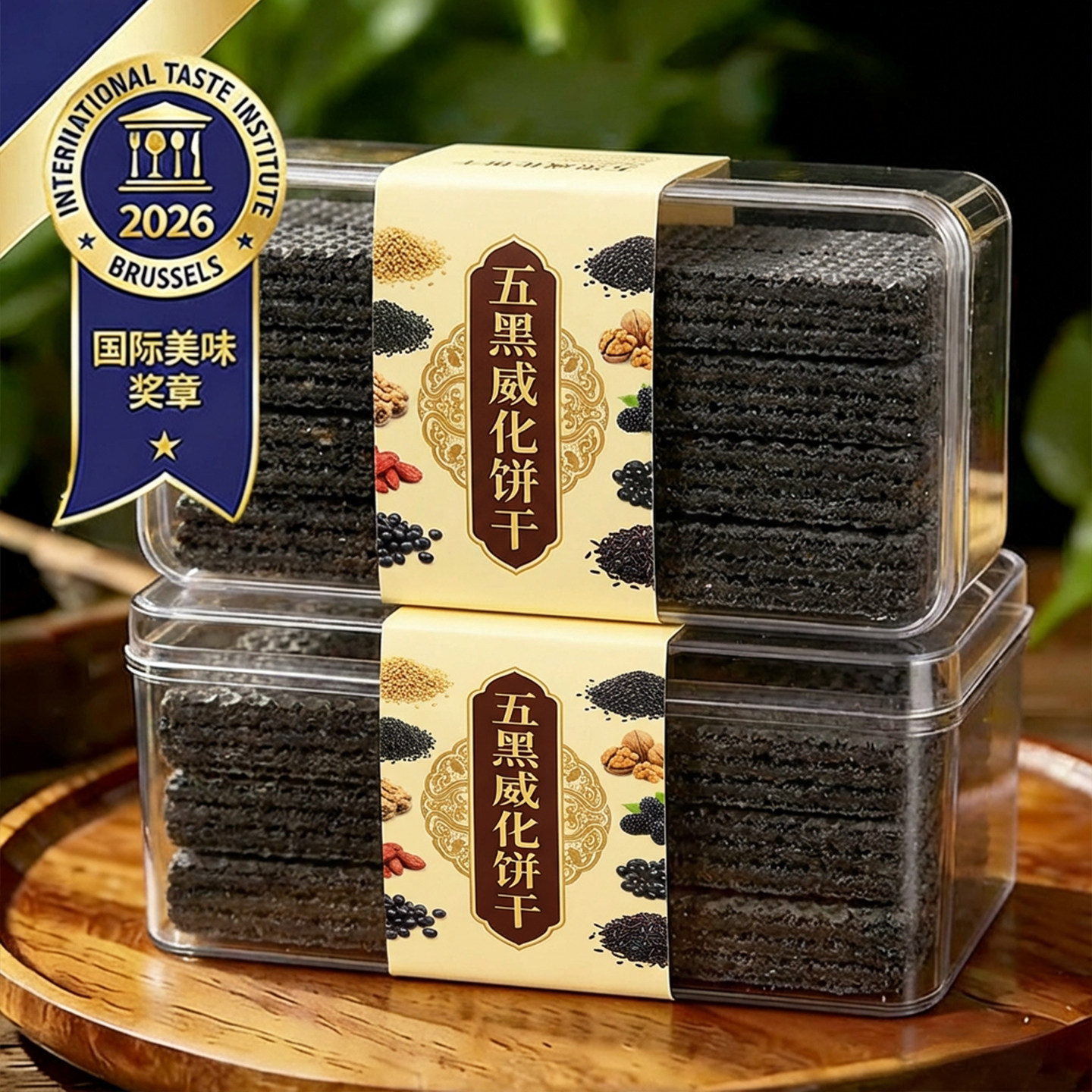 【央妈推荐】五黑威化饼干官方旗舰店无糖无添加粗粮代餐零食wh