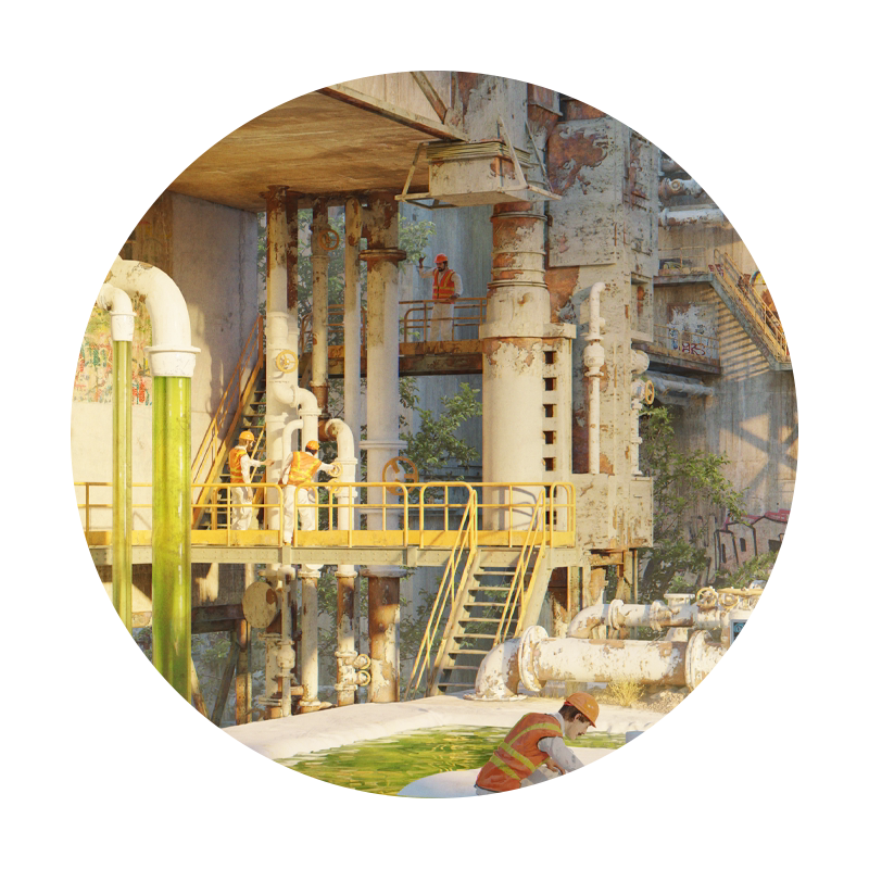 Blender/PS教程三辅二场景藻类工厂三维概念设计系统教学视频课程
