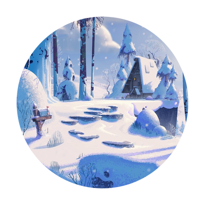 Blender/ps教程场景概念设计三辅二风格化插画冬季花园视频课程