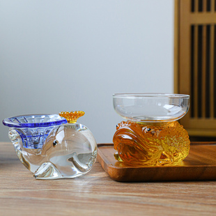 创意高档茶叶过滤网泡茶器茶隔漏斗茶具配件滤茶器 玻璃茶漏组新款