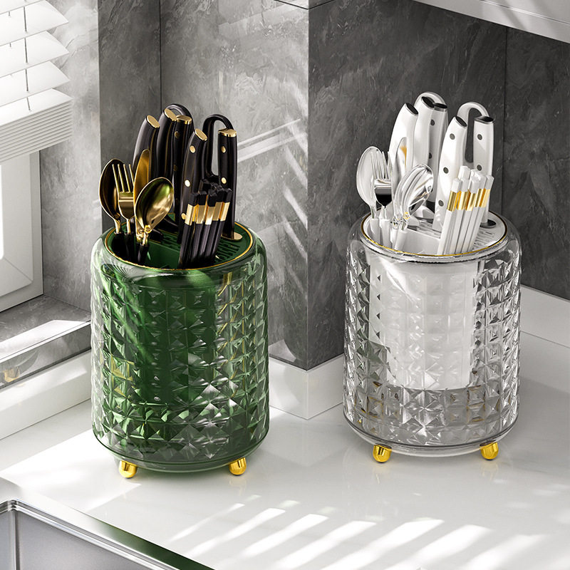 厨房旋转刀架置物架台面多功能筷子筒刀架一体收纳盒家用菜刀