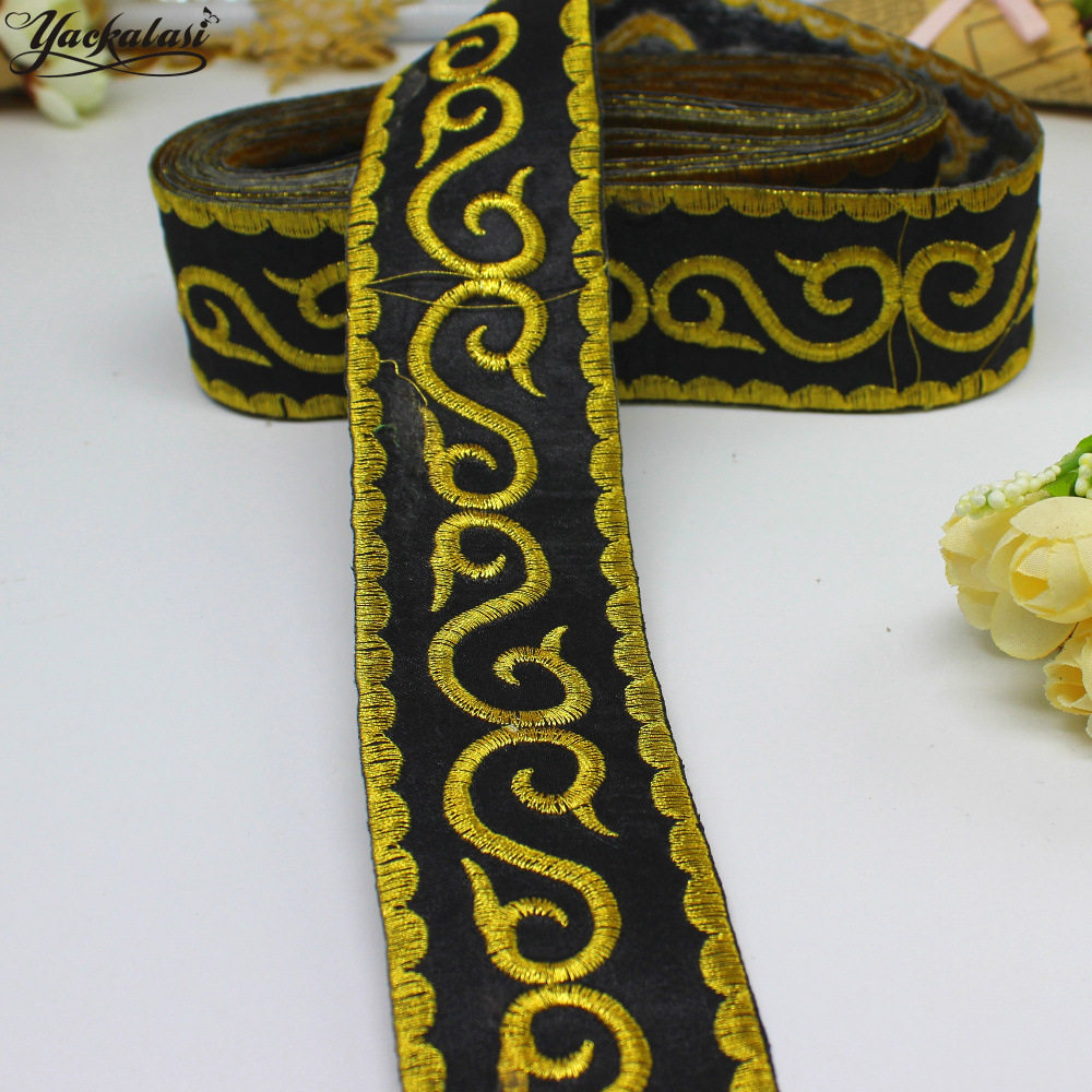 diy旗袍黑色提线织带祥云民族花边长条补丁贴布贴儿童服装补洞贴