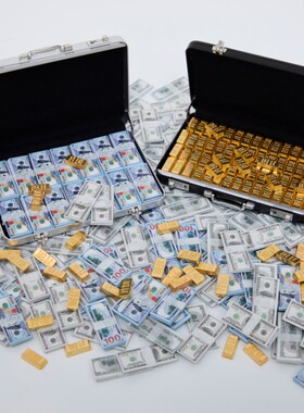 迷你真铝合金行李箱美金钞票金条武器模型微缩娃娃屋小配件玩具