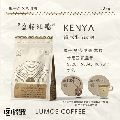 如光LUMOS肯尼亚AA凯里乔水洗处理手冲精品鲜焙咖啡豆225g