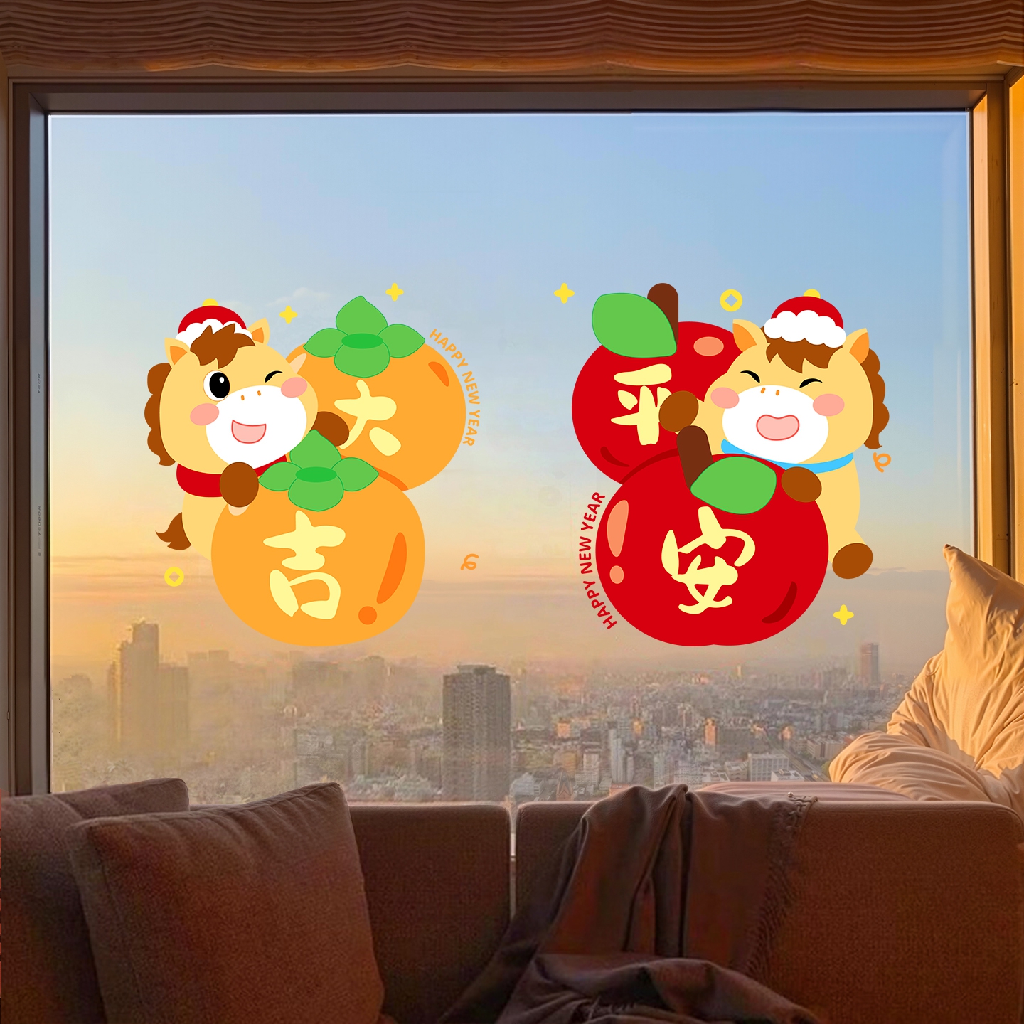 马年窗花2026玻璃门贴静电贴纸