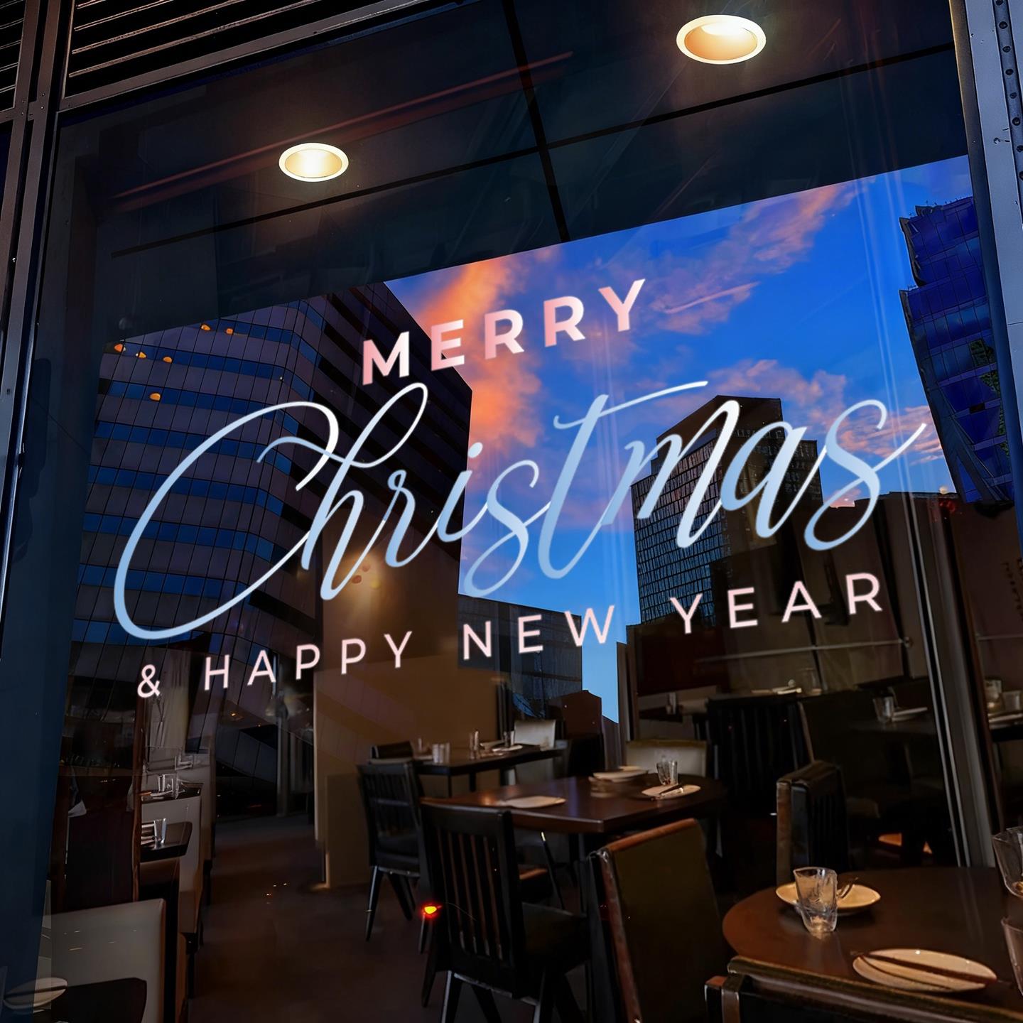 圣诞元素图案merry christmas彩字手绘玻璃橱窗节日氛围装饰贴纸