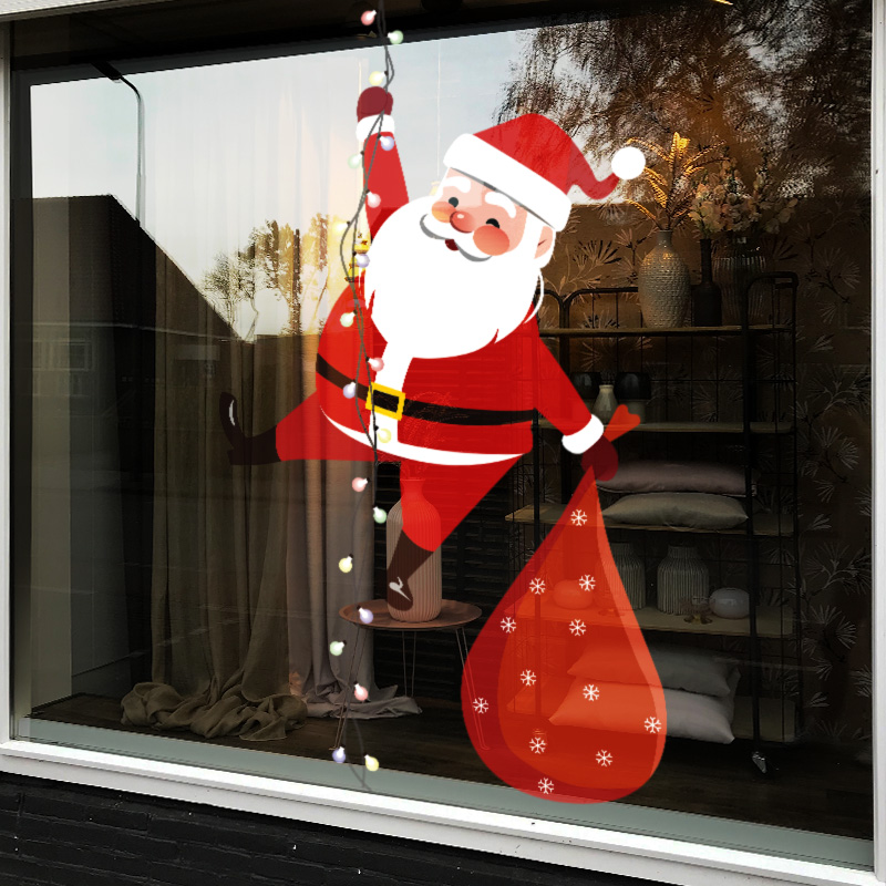 圣诞节装饰贴纸店铺玻璃门