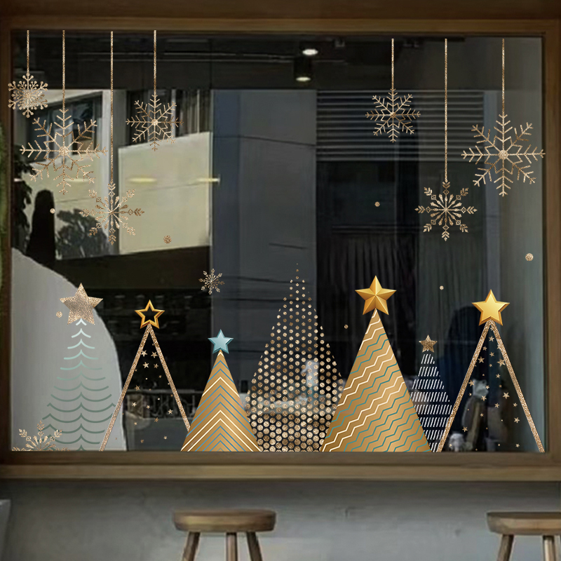 圣诞节雪花贴玻璃门橱窗纸