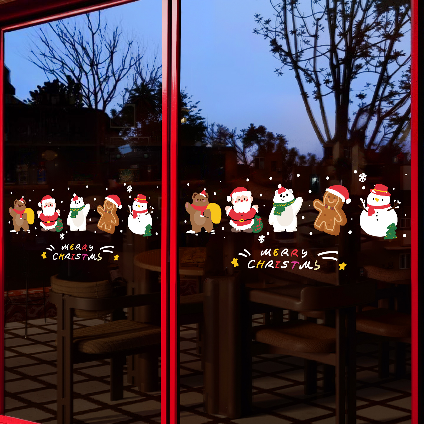 圣诞节装饰贴纸店铺玻璃门