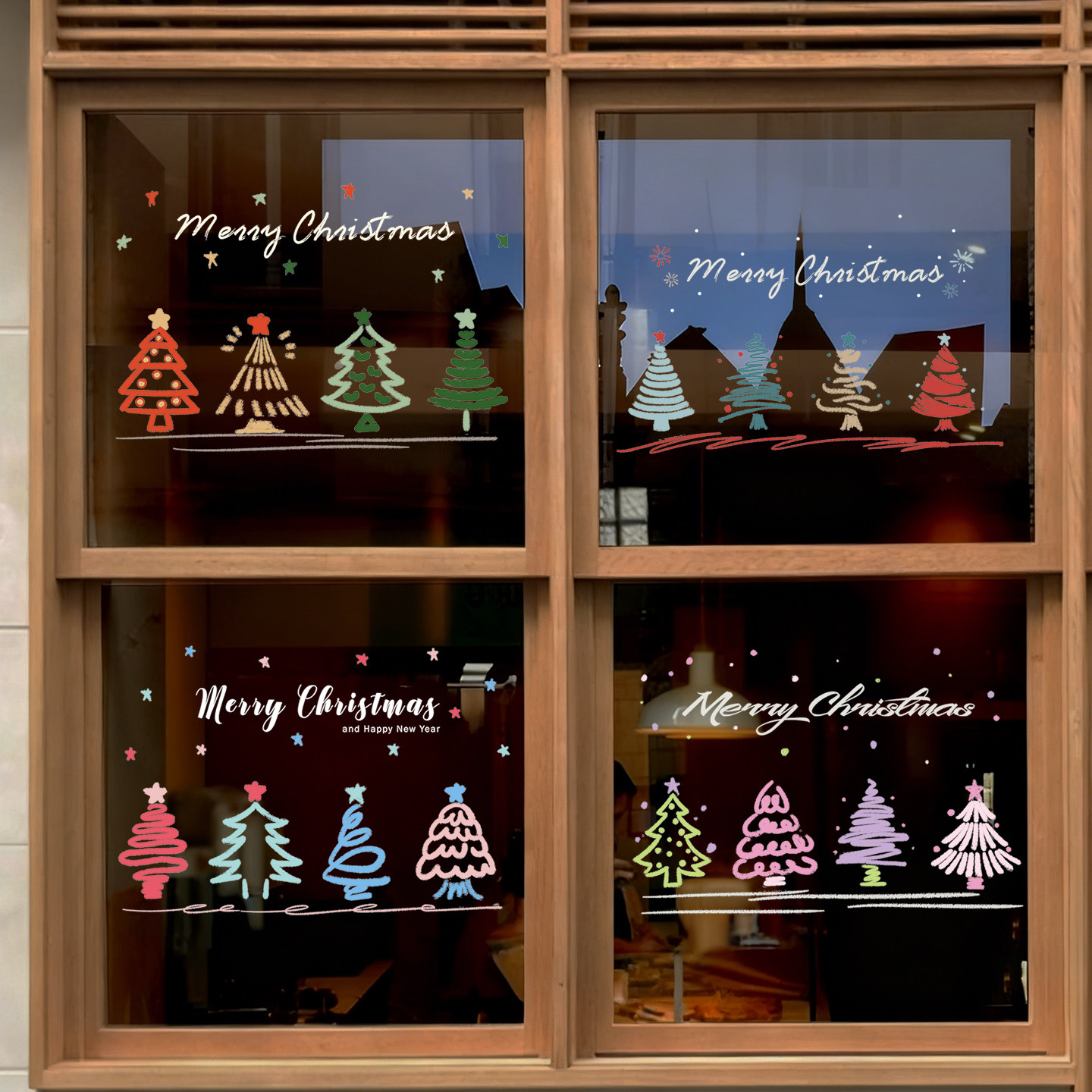 圣诞节装饰品玻璃门贴纸店