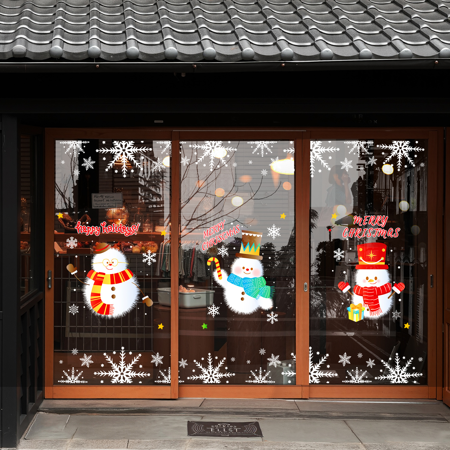 圣诞老人静电贴圣诞节装饰玻璃贴纸卡通雪人贴画酒店餐厅节日布置图片