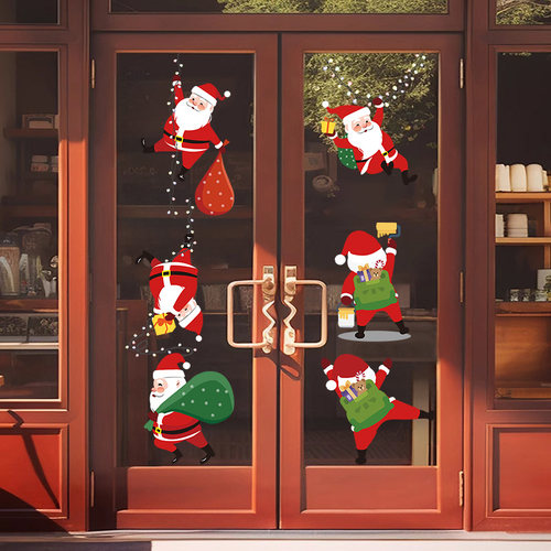 圣诞节装饰布置窗贴商场麋