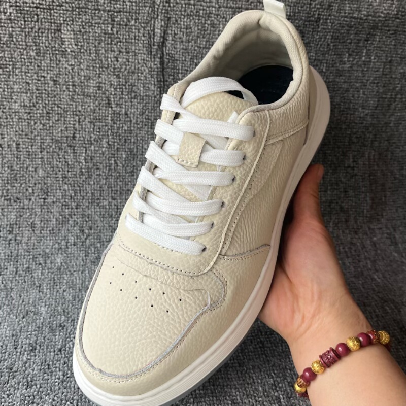 头层牛皮休闲运动男鞋秋冬轻便舒适真皮老爹健步鞋白鞋板鞋