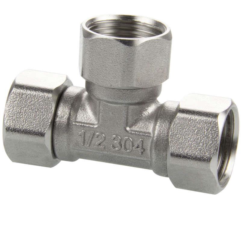 304不锈钢活接三通 角阀分水器带活动接头 内外丝弯头水管接头配
