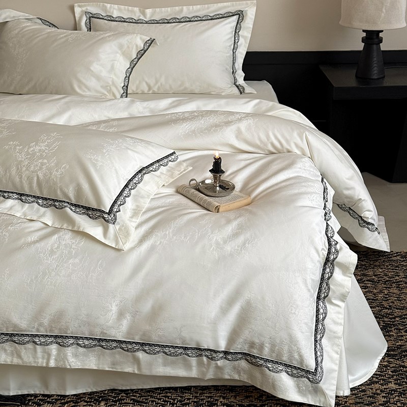 法式复古轻奢g风100S提花全棉四件套贡缎长绒棉裸睡四季主卧室床