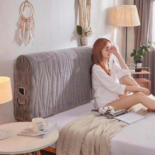 加厚全包床头罩夹棉皮床头软包欧式实木半圆弧布艺弹力防尘保护套