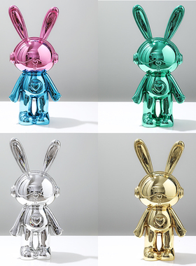 轻奢电镀a兔子摆件客厅电视柜酒柜家居装饰品玄关高级感软装工艺