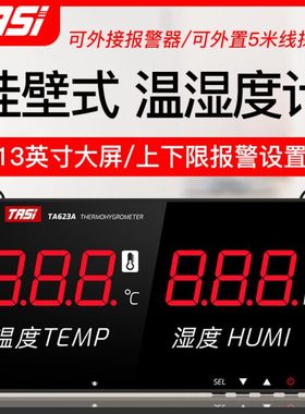 特安斯TA623A/B温湿度计挂壁式数显工业级高精度显示屏室内家用