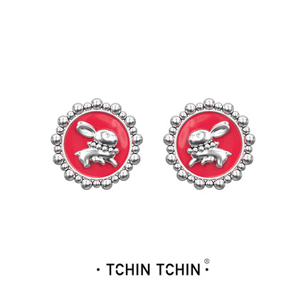 TCHINTCHIN FAFA兔系列 珐琅镶钻兔子耳钉
