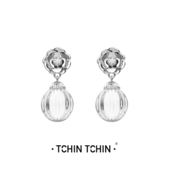 TCHINTCHIN梦境花园系列 浪漫立体洋牡丹天然水晶耳钉